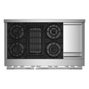 Jennair® 48" RISE™ Gas Professional-Style Range with Chrome-Infused Griddle and Infrared Grill JGRP748HL