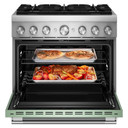 Kitchenaid® 36-Inch 6 Burner Commercial-Style Dual Fuel Range with No Preheat Air Fry Mode KFDS936SDC