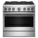 KitchenAid® 36-Inch 6 Burner Commercial-Style Dual Fuel Range with No Preheat Air Fry Mode KFDS936SSS