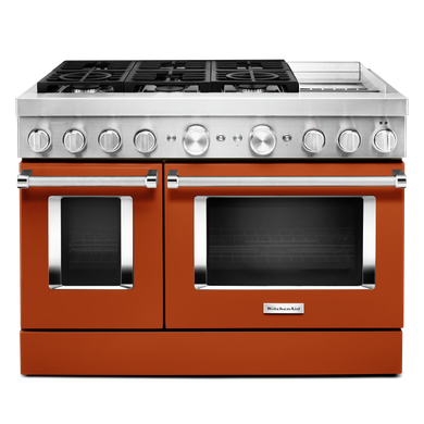 KitchenAid® 48'' Smart Commercial-Style Dual Fuel Range with Griddle KFDC558JSC