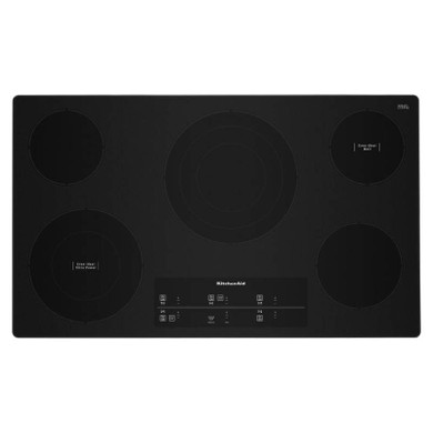 Kitchenaid® 36" Electric Cooktop with 5 Elements and Touch-Activated Controls KCES956KBL
