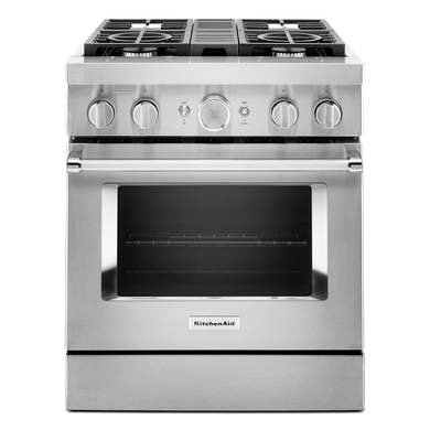 KitchenAid® 30'' Smart Commercial-Style Dual Fuel Range with 4 Burners KFDC500JSS