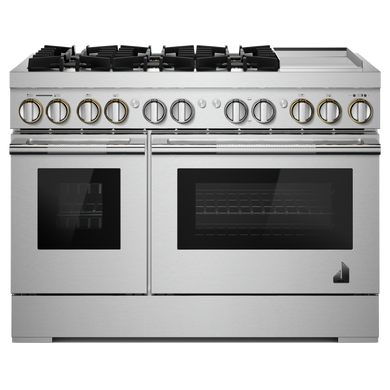 Jennair® RISE™ 48 Dual-Fuel Professional-Style Range with Chrome-Infused Griddle and Steam Assist JDSP548HL