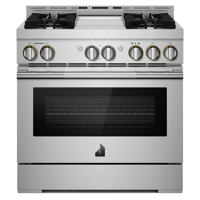 Jennair® 36" RISE™ Gas Professional-Style Range with Chrome-Infused Griddle JGRP536HL