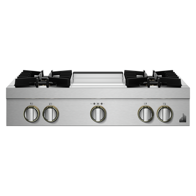 Jennair® 36" RISE™ Gas Professional-Style Rangetop with Chrome-Infused Griddle JGCP536HL