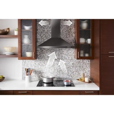 Whirlpool® 36" Contemporary Black Stainless Wall Mount Range Hood WVW53UC6HV