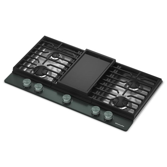 Kitchenaid® Gas-on-Metal Cooktop with an Integrated Wok Grate and CookShield™ Finish KCGK736SJP