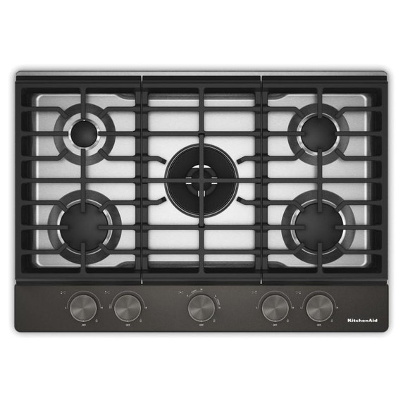 Kitchenaid® Gas-on-Metal Cooktop with an Integrated Wok Grate and CookShield™ Finish KCGK530SBE
