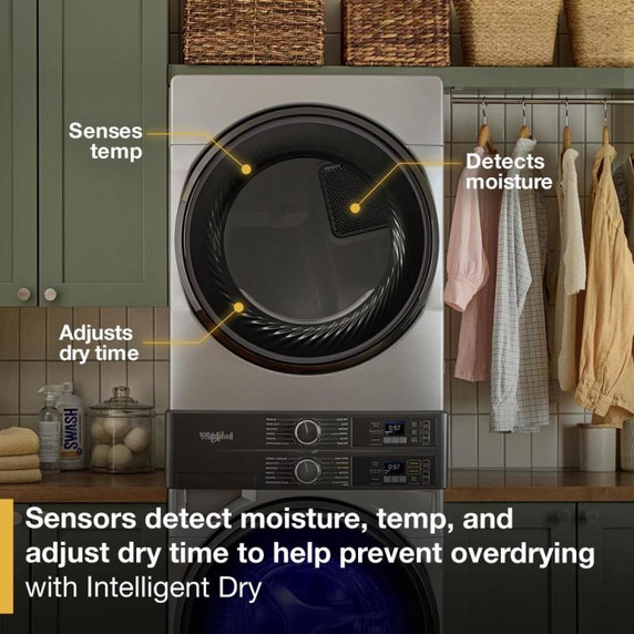 Whirlpool® Smart ENERGY STAR® Front Load Laundry Tower 5.2 cu. ft. Washer & 7.4 cu. ft. Electric Dryer with UV Clean Technology and FreshFlow™ Vent System YWEF5727TR