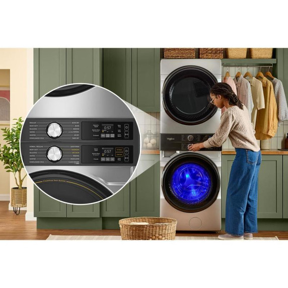 Whirlpool® Smart ENERGY STAR® Front Load Laundry Tower 5.2 cu. ft. IEC Washer & 7.4 cu. ft. Electric Dryer with UV Clean Technology and FreshFlow™ Vent System YWEF5727TR