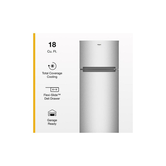 Whirlpool® 28-inch Wide Top Freezer Refrigerator with Total Coverage Cooling- 18.0 Cu. Ft. WRTX5118TZ