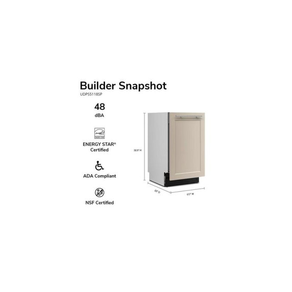 18" Panel-Ready Dishwasher with Flush Install  - 48 dBA UDPS5118SP