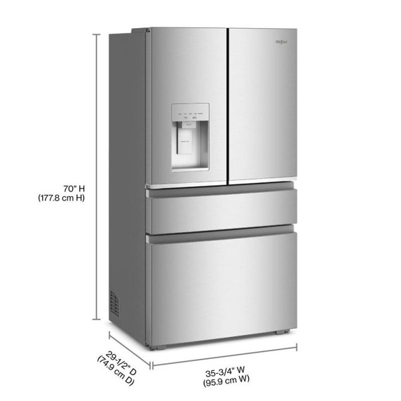 Whirlpool® 36-inch True Counter Depth 4-Door French Door Refrigerator with Nugget Ice - 22 cu. ft. WRMC7436TZ