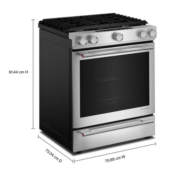 Kitchenaid® 30-Inch 5-Burner Dual Fuel Convection Slide-In Range with Baking Drawer KSDS730TPS