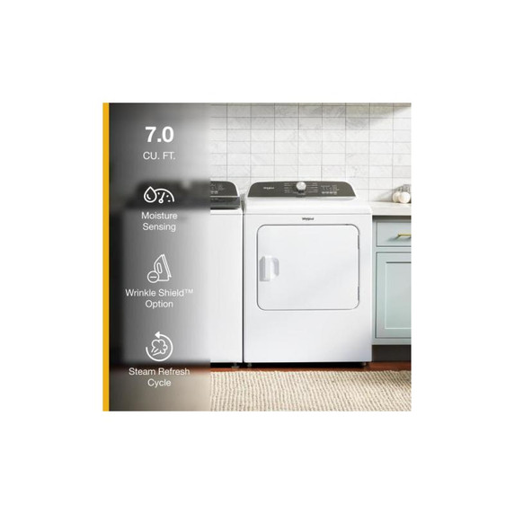 7.0 Cu. Ft. Whirlpool® Top Load Gas Dryer with Moisture Sensor WGD6150PW