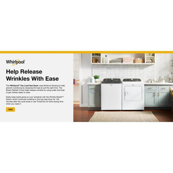 7.0 Cu. Ft. Whirlpool® Top Load Gas Dryer with Moisture Sensor WGD6150PW