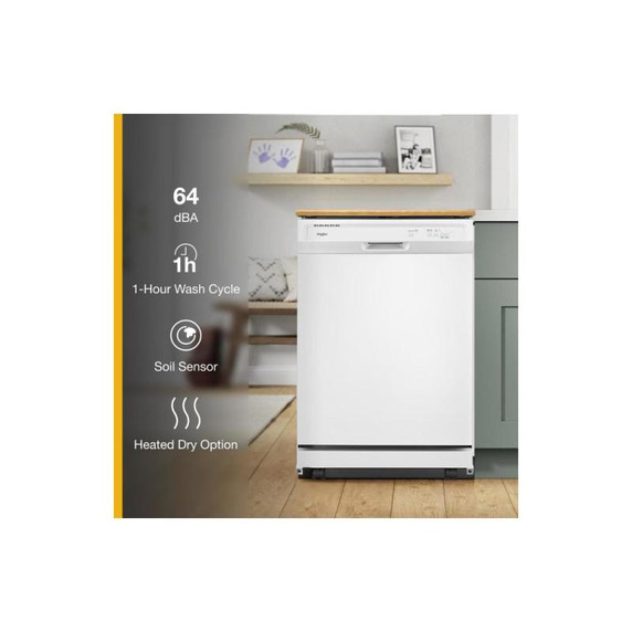 Whirlpool® Heavy-Duty Dishwasher with 1-Hour Wash Cycle WDP370PAHW