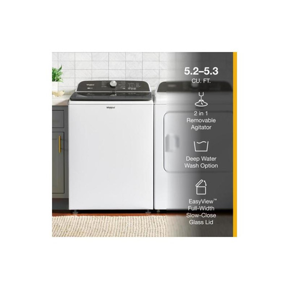 6.0-6.1 Cu. Ft. Whirlpool® Top Load Washer with Removable Agitator WTW6157PW