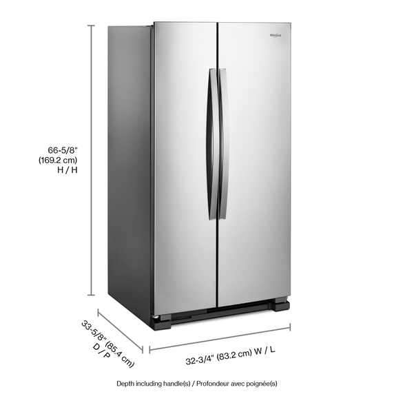 Whirlpool® 33-inch Wide Side-by-Side Refrigerator - 22 cu. ft. WRS312SNHM