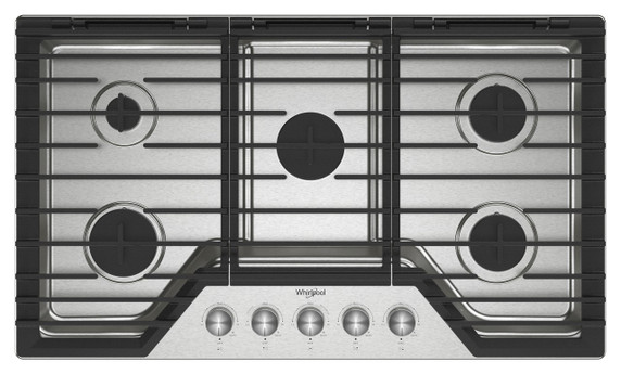 Whirlpool® 36-inch Gas Cooktop with Fifth Burner WCGK7036PS