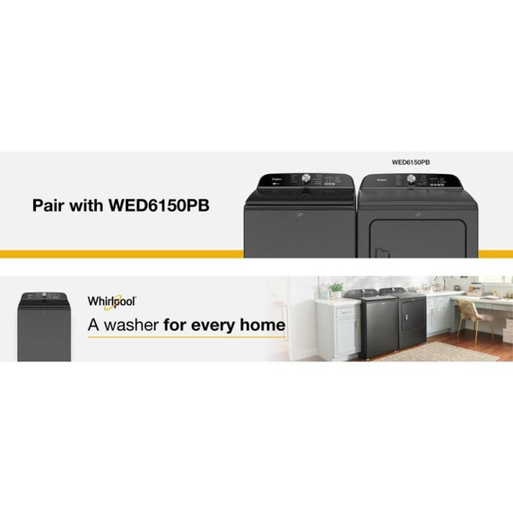 6.0-6.1 Cu. Ft. I.E.C. Whirlpool® Top Load Washer with Removable Agitator WTW6157PB