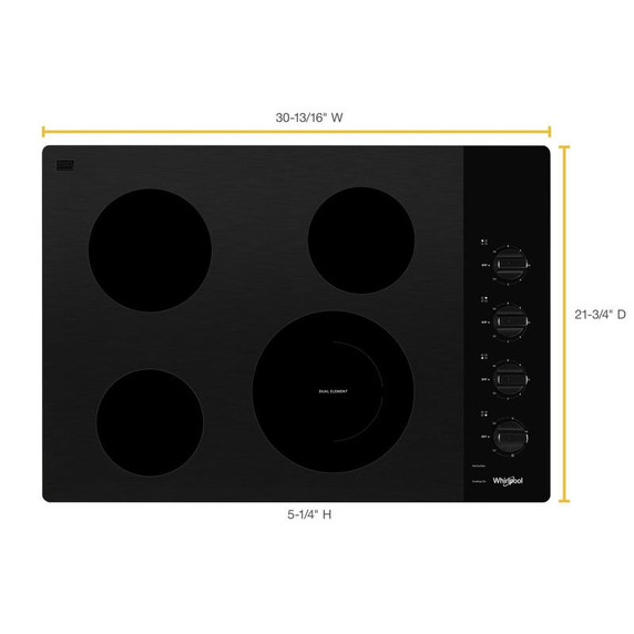 Whirlpool® 30-inch Electric Ceramic Glass Cooktop with Dual Radiant Element WCE55US0HB