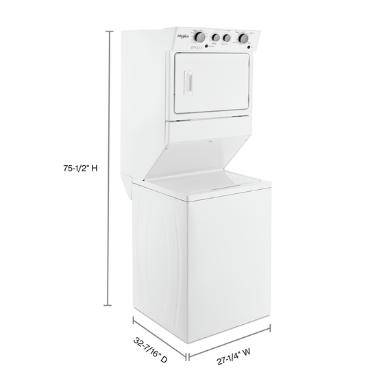 Whirlpool® 3.5 cu.ft Gas Stacked Laundry Center 9 Wash cycles and AutoDry™ WGT4027HW