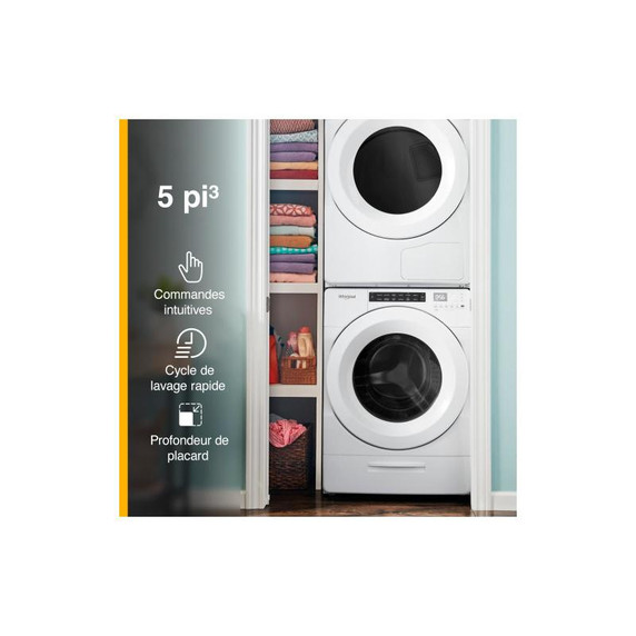 Whirlpool® 5.0 cu.ft I.E.C. Closet-Depth Front Load Washer with Intuitive Controls WFW560CHW