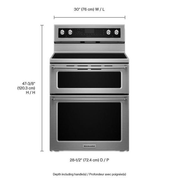 Kitchenaid® 30-Inch 5 elements Electric Double Oven Convection Range YKFED500ESS