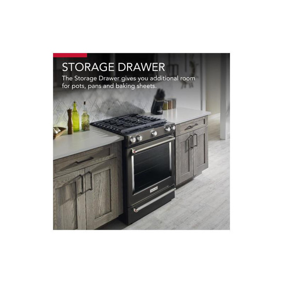 Kitchenaid® 30-Inch 5-Burner Gas Slide-In Convection Range KSGG700EBS Kitchenaid® 30-Inch 5-Burner Gas Slide-In Convection Range KSGG700EBS