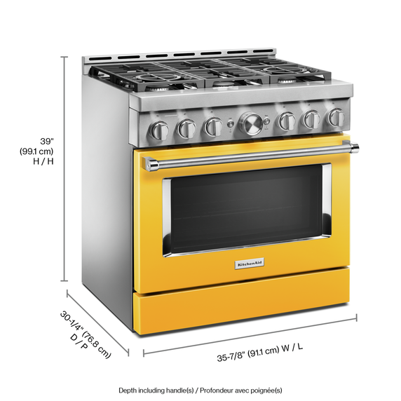 KitchenAid® 36'' Smart Commercial-Style Gas Range with 6 Burners KFGC506JYP