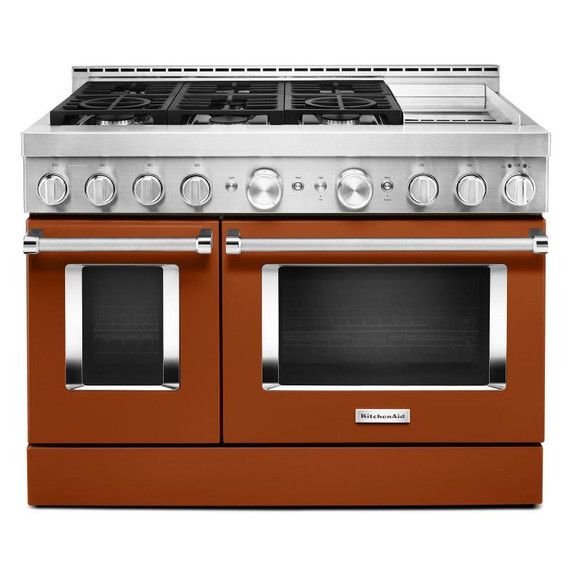 KitchenAid® 48'' Smart Commercial-Style Gas Range with Griddle KFGC558JSC