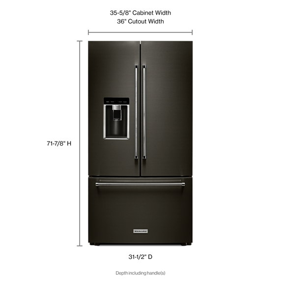 Kitchenaid® 23.8 cu. ft. 36 Counter-Depth French Door Platinum Interior Refrigerator with PrintShield™ Finish KRFC704FBS