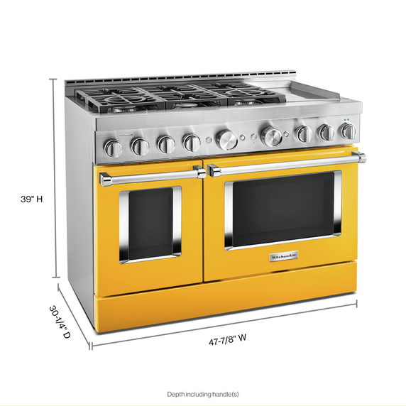 KitchenAid® 48'' Smart Commercial-Style Gas Range with Griddle KFGC558JYP