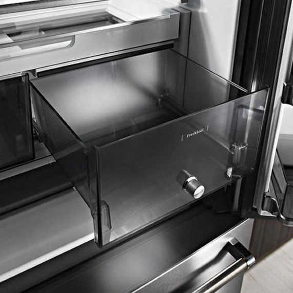 Kitchenaid® 23.8 cu. ft. 36" Counter-Depth French Door Platinum Interior Refrigerator with PrintShield™ Finish KRFC704FPS