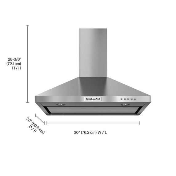 Kitchenaid® 30" Wall-Mount, 3-Speed Canopy Hood KVWB400DSS
