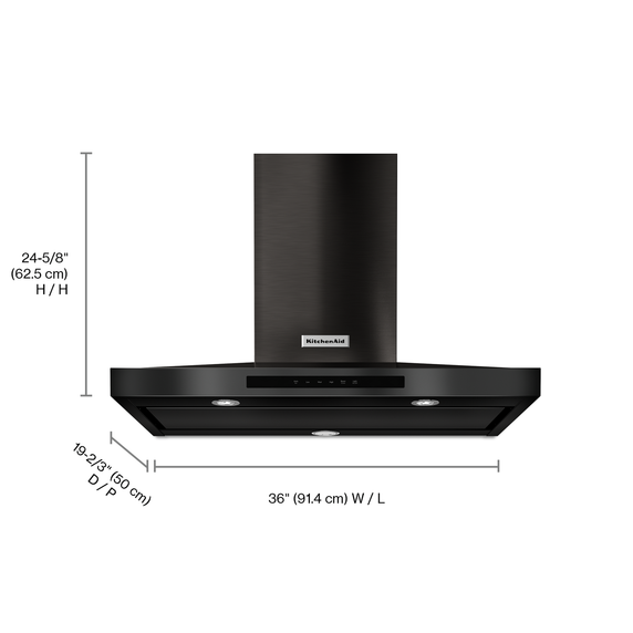 Kitchenaid® 36 Wall-Mount, 3-Speed Canopy Hood KVWB606HBS