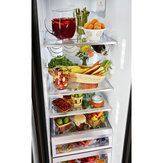 Kitchenaid® 24.8 cu ft. Side-by-Side Refrigerator with Exterior Ice and Water and PrintShield™ Finish KRSF705HBS