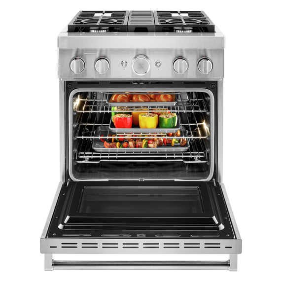 KitchenAid® 30'' Smart Commercial-Style Dual Fuel Range with 4 Burners KFDC500JSS