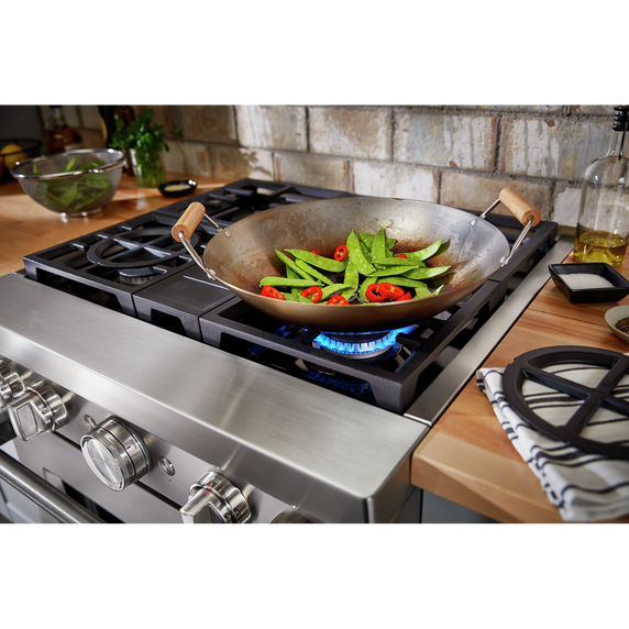 KitchenAid® 30'' Smart Commercial-Style Dual Fuel Range with 4 Burners KFDC500JSS