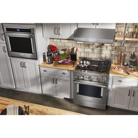 KitchenAid® 30'' Smart Commercial-Style Gas Range with 4 Burners KFGC500JSS
