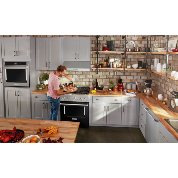 KitchenAid® 30'' Smart Commercial-Style Gas Range with 4 Burners KFGC500JBK