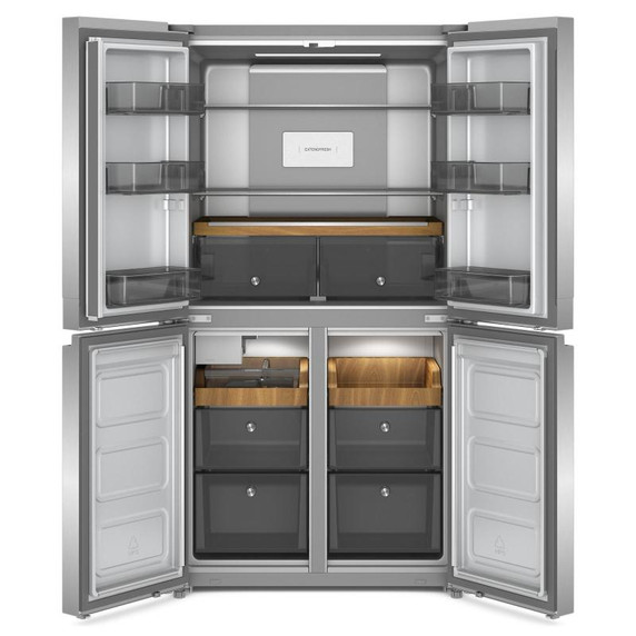 Kitchenaid® 19.4 cu. ft. 36-inch wide Counter-Depth 4-Door Refrigerator with PrintShield™ Finish KRQC506MPS