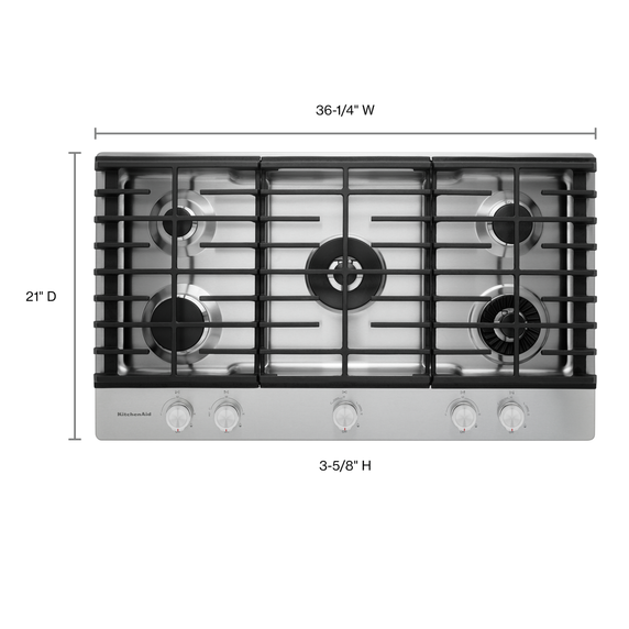 Kitchenaid® 36 5-Burner Gas Cooktop with Griddle KCGS956ESS