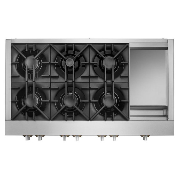 Jennair® 48" RISE™ Gas Professional-Style Rangetop with Chrome-Infused Griddle JGCP548HL