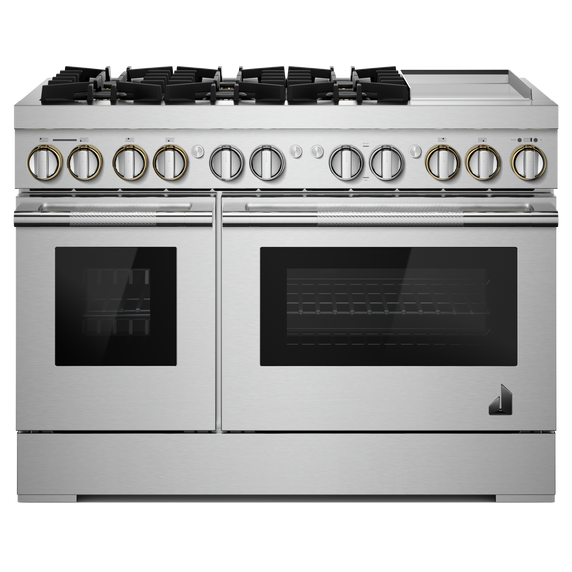 Jennair® RISE™ 48 Dual-Fuel Professional-Style Range with Chrome-Infused Griddle and Steam Assist JDSP548HL