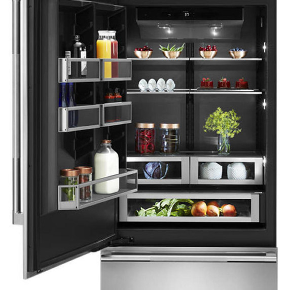 Jenn-Air® 36” Fully Integrated Built-In Bottom-Freezer Refrigerator (Left-Hand Door Swing) JB36NXFXLE