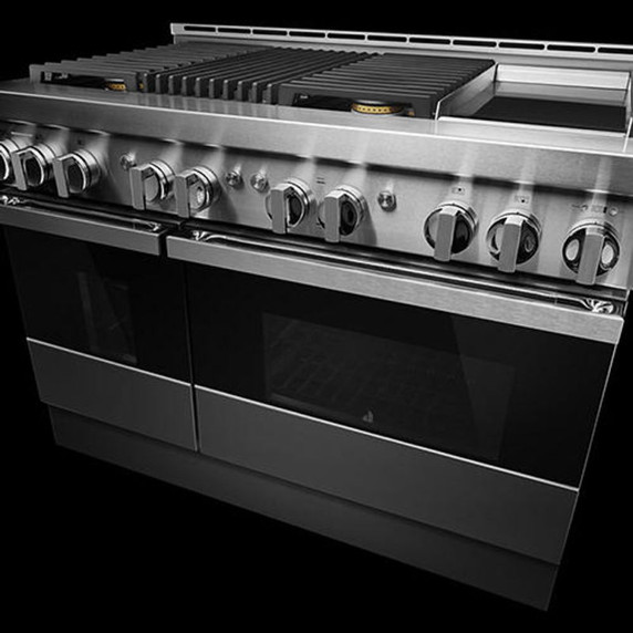 Jennair® 48" NOIR™ Gas Professional-Style Range with Chrome-Infused Griddle and Infrared Grill JGRP748HM