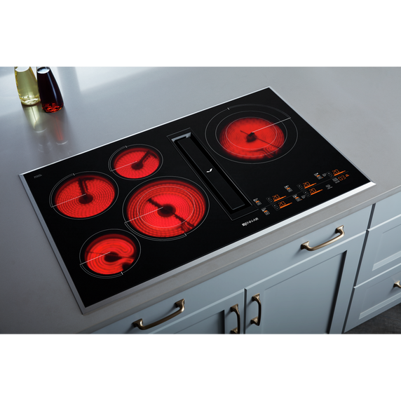 Jennair® 36 Oblivion Glass Electric Radiant Downdraft Cooktop with Tap Touch Controls JED4536KB