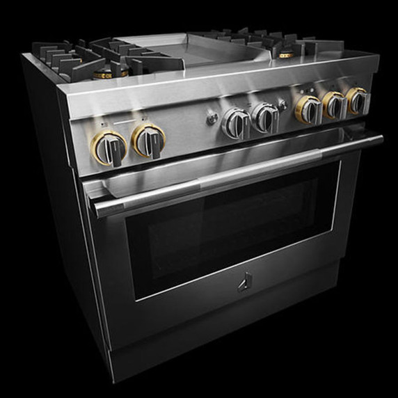 Jennair® 36" RISE™ Dual-Fuel Professional-Style Range with Chrome-Infused Griddle JDRP536HL